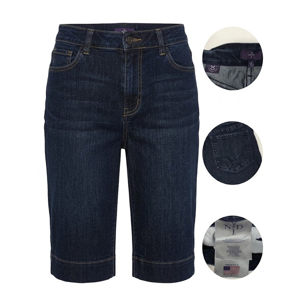 YDJ Bermuda Shorts 12 Lift Tuck Denim Dark Wash Stretch USA Made Walking